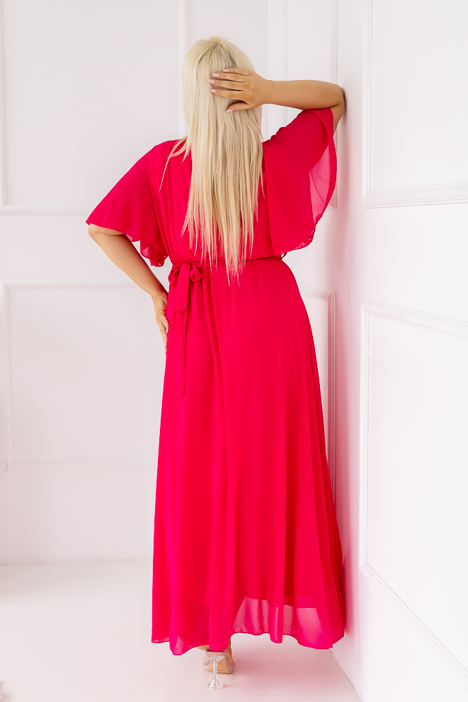 Fuksjowa Sukienka szyfonowa z paskiem EGELI