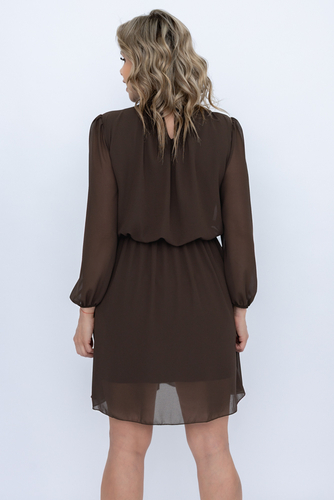Czekoladowa Sukienka szyfonowa SEGERTO