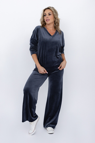 Ensemble de survêtement en velours bleu marine