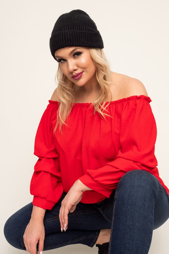 Red Blouse with ruffled sleeves