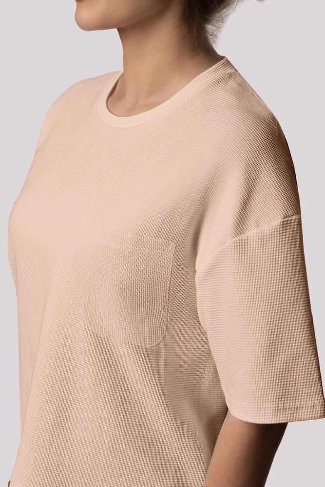 Beige pyjamas med shorts