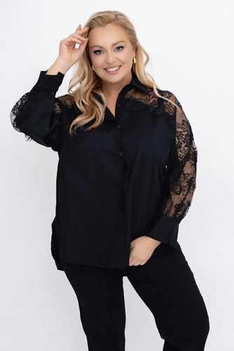 Czarna Koszula z koronką