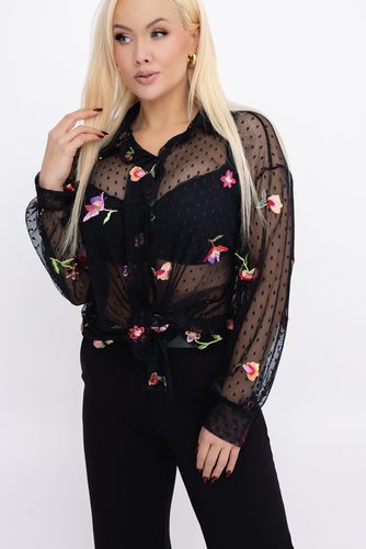 Czarna Koszula prześwitująca