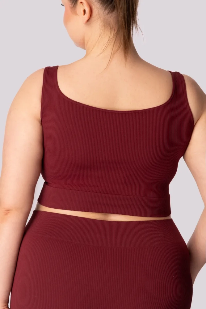Top cu nervuri burgundy