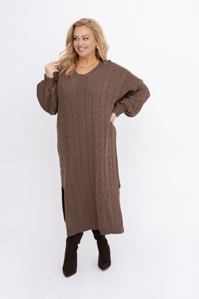 Czekoladowa Sukienka sweterkowa