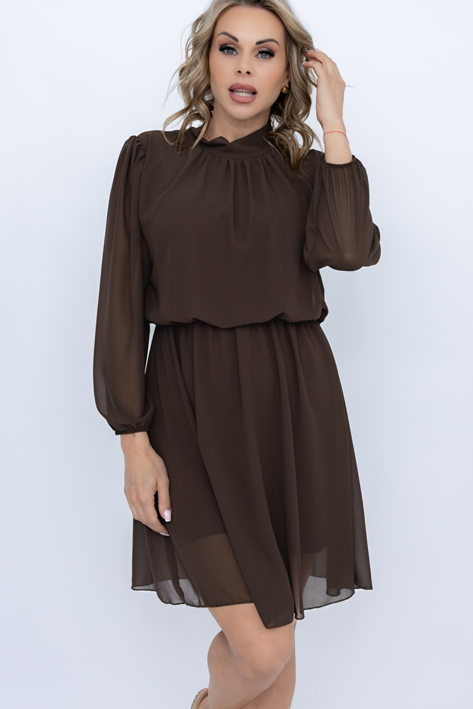 Czekoladowa Sukienka szyfonowa SEGERTO