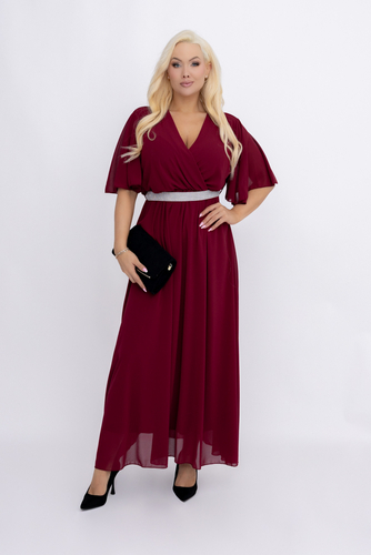 Chabrowa Sukienka szyfonowa z paskiem EGELI