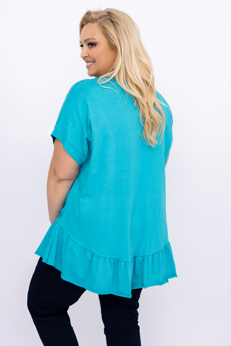 Blusa azul con volante