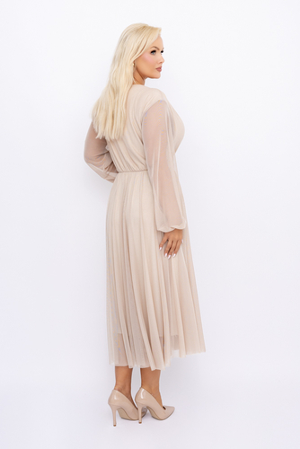 Lys beige kjole i mesh
