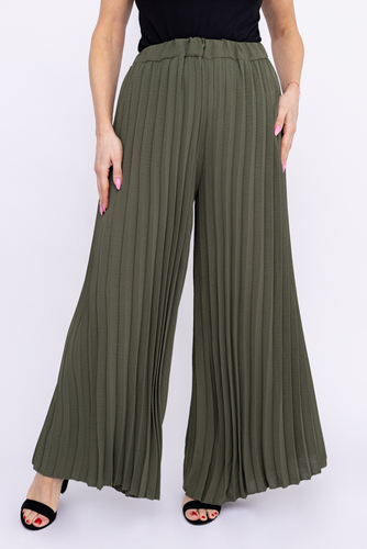 Pantaloni plisați kaki