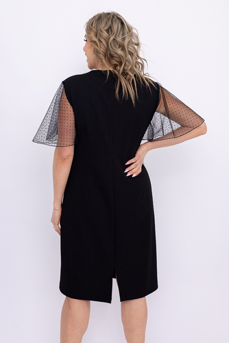 Vestido negro con mangas transparentes