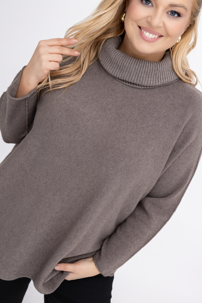 Popielaty Sweter z golfem