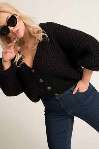 Black DEBORI Button Sweater