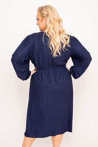 Vestido brocado azul marino