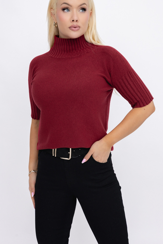 Bordowy Sweterek z półgolfem