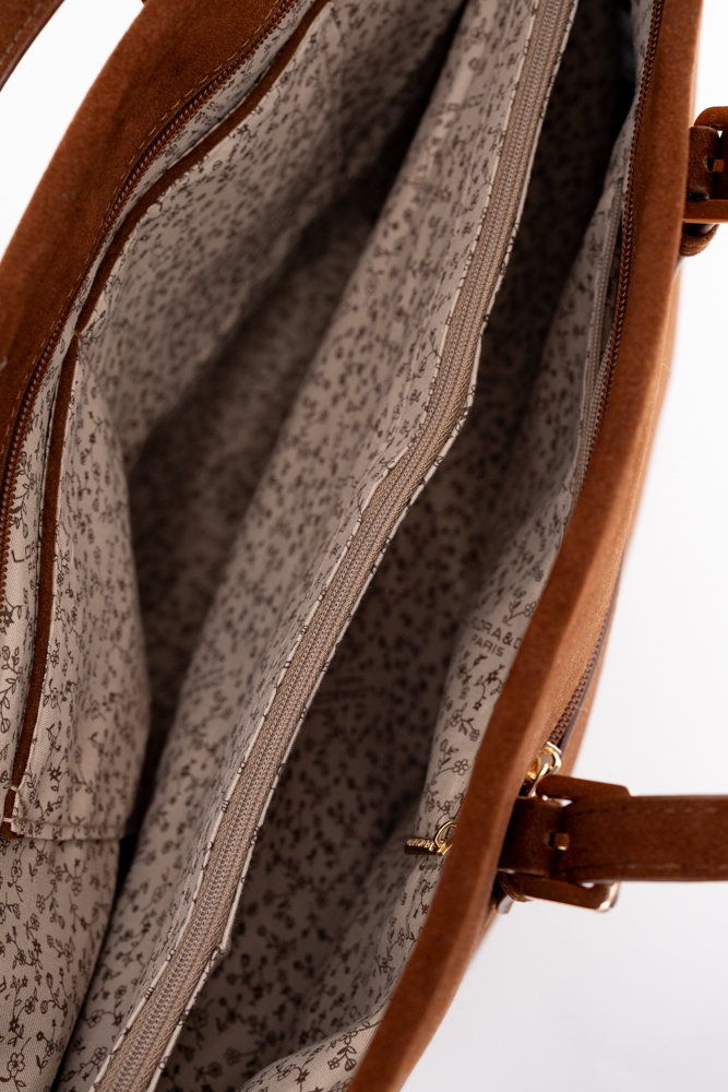 Camelowa Torebka zamszowa