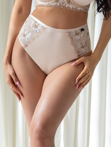 Tanga beige de cintura alta