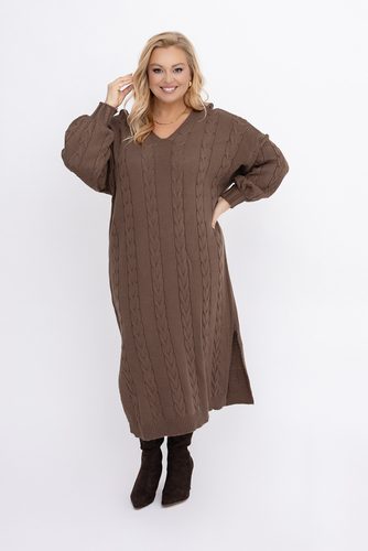 Czekoladowa Sukienka sweterkowa