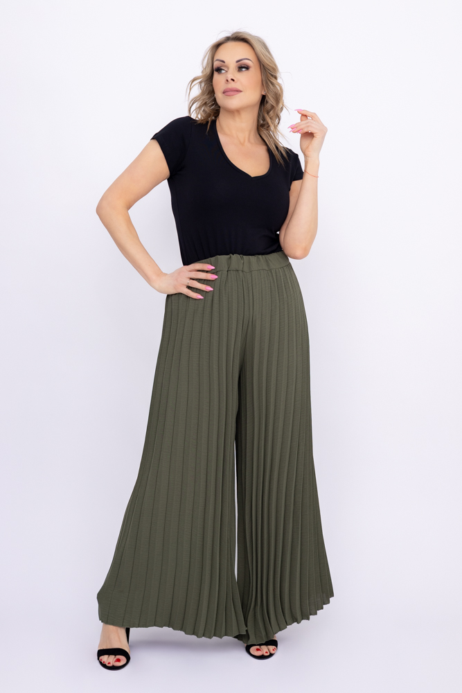 Khaki Spodnie plisowane