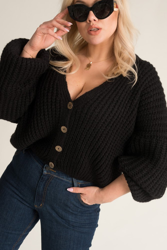 Black DEBORI Button Sweater