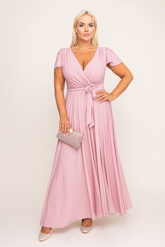 Vestido brocado rosa empolvado