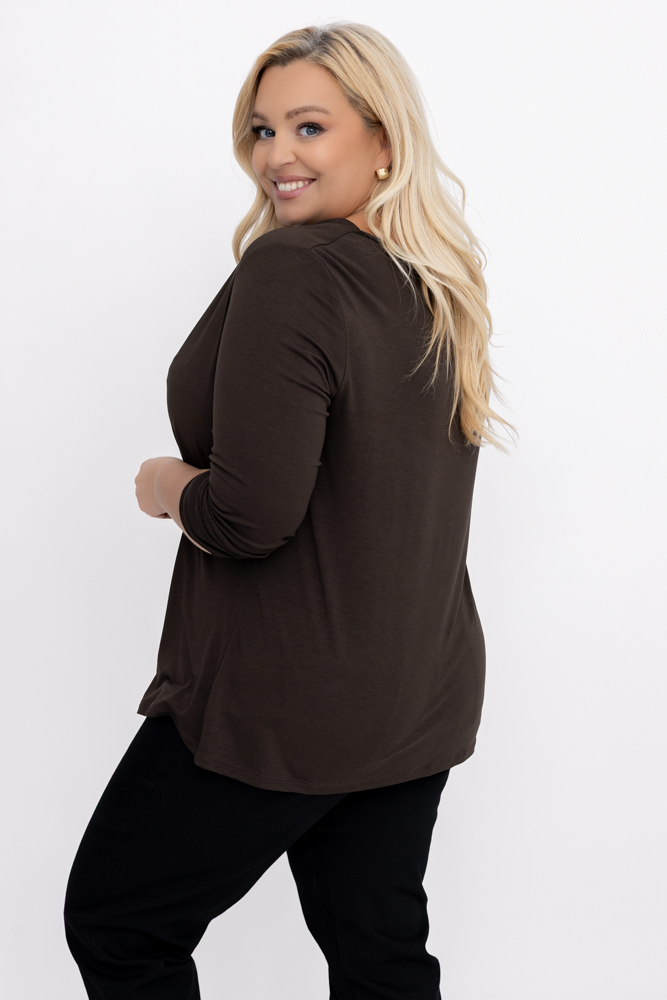 Coffee Blouse with flowing neckline 