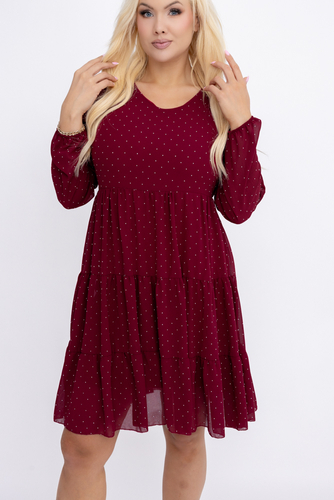 Bordowa Sukienka z dżetami