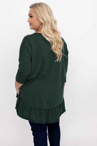 Flaskegrønn bluse med volang