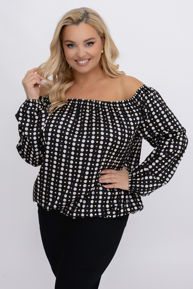 Czarna satynowa Bluzka Wzór 1