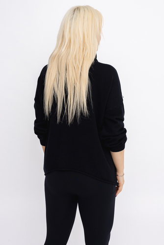 Czarny Sweter z golfem