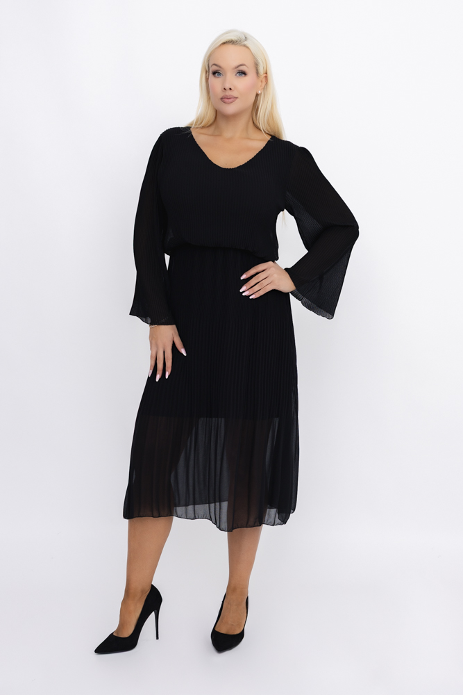 Schwarzes Chiffonkleid