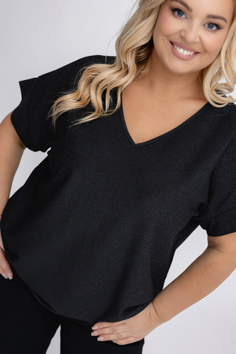 Czarna Bluzka błyszcząca