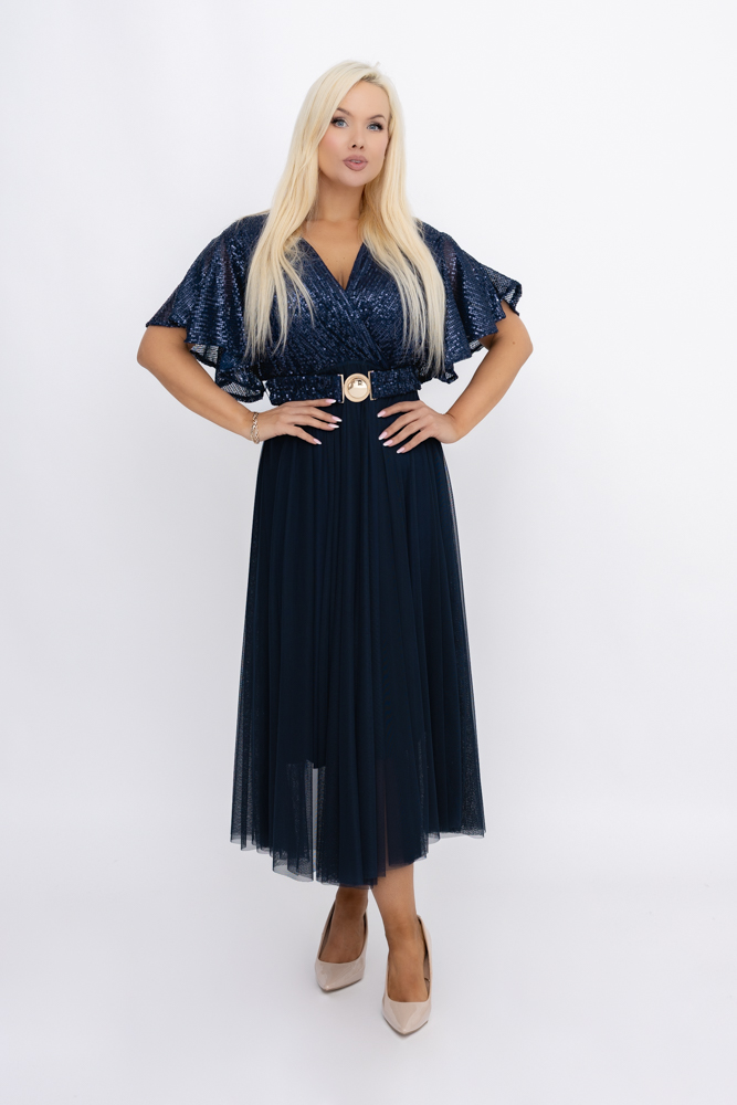 Rochie bleumarin cu paiete