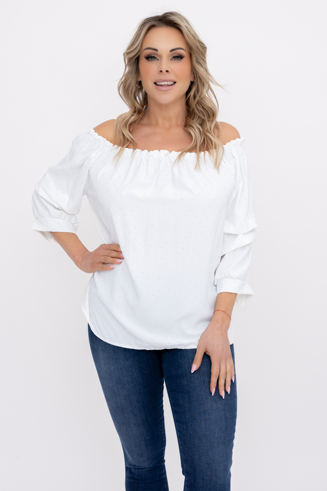 Blusa granate con mangas de volantes Estampado 1