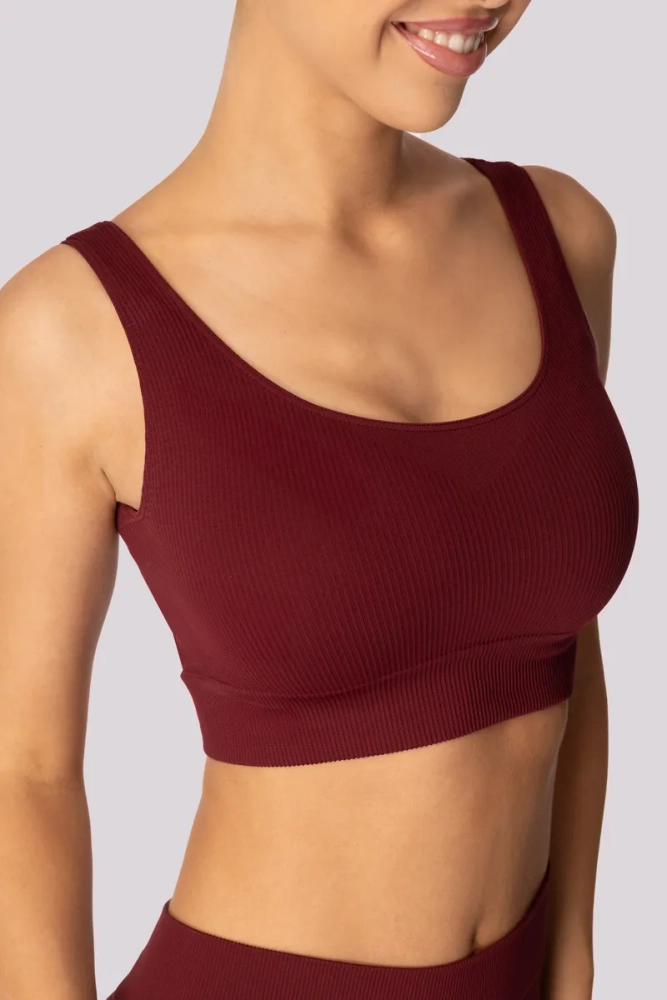 Top cu nervuri burgundy