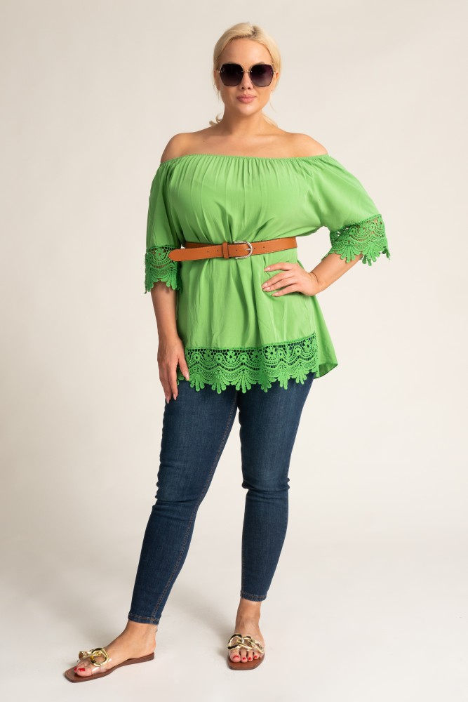 Light green Blouse with embroidery BERGAMO