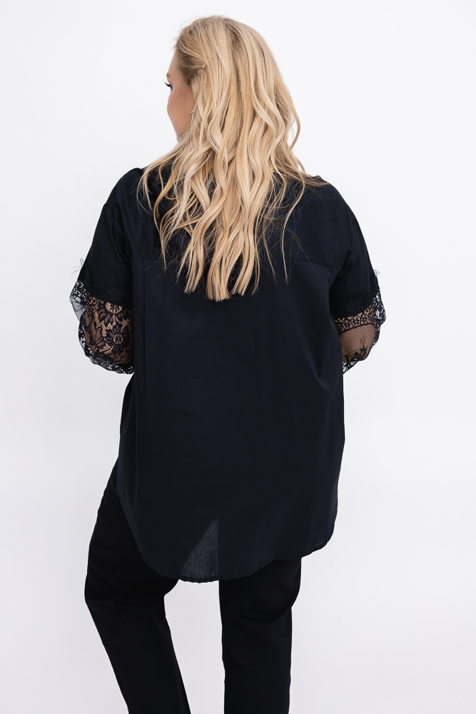 Czarna Koszula z koronką