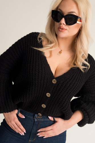 Black DEBORI Button Sweater