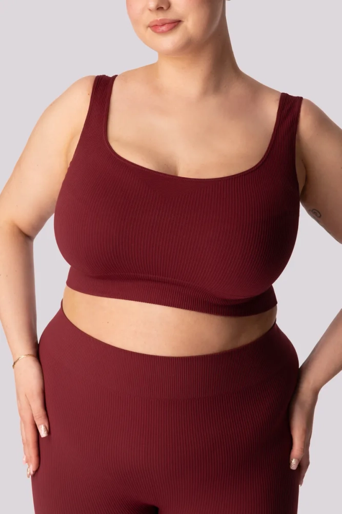 Top cu nervuri burgundy