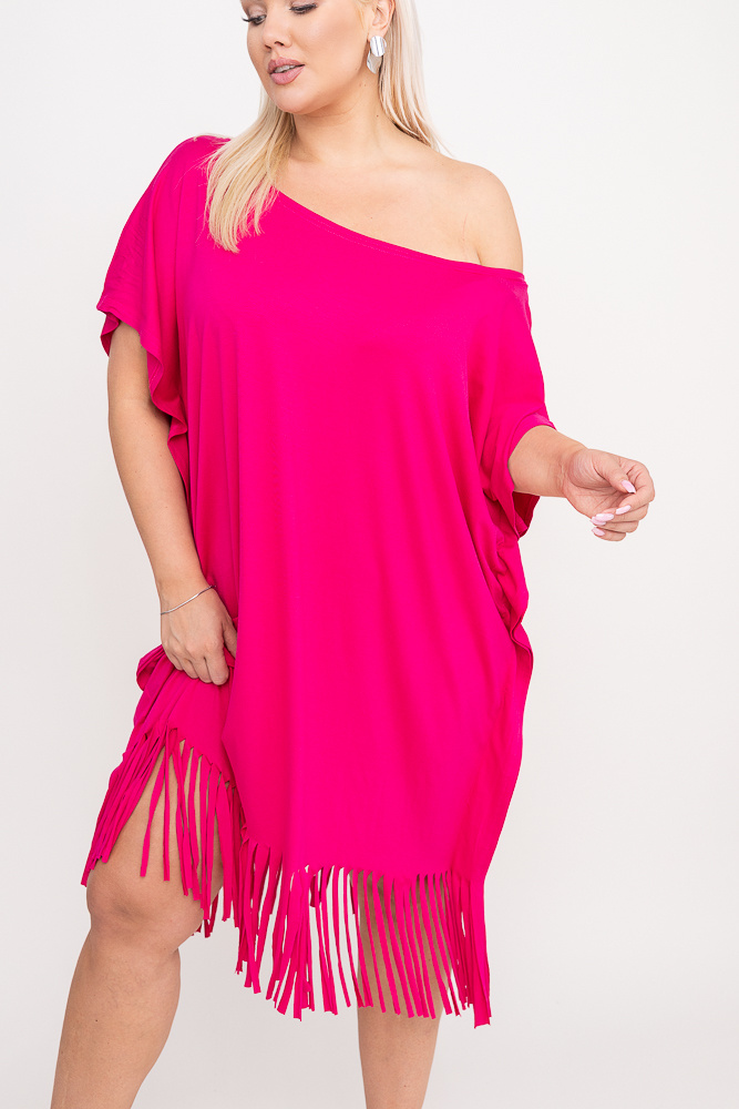 Coral Fringed Dress by RIVINO