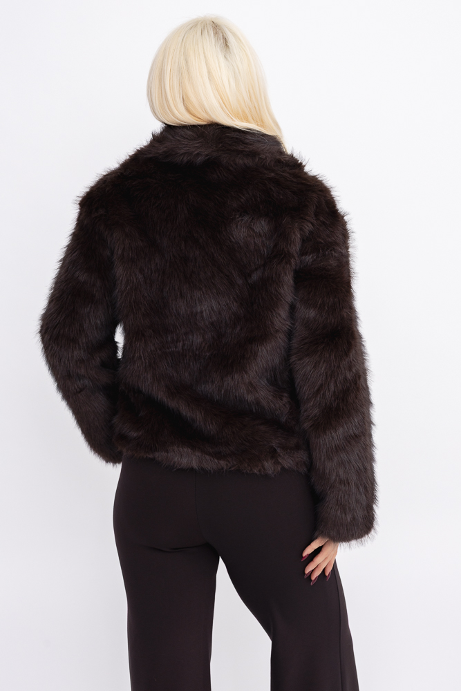  Czekoladowa Kurtka z futerkiem