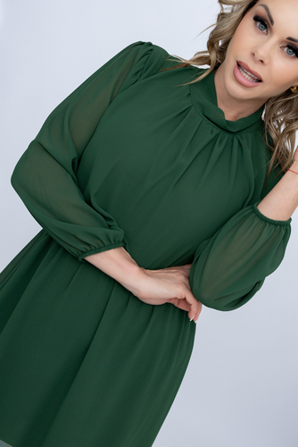 Butelkowozielona Sukienka szyfonowa SEGERTO