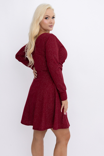 Bordowa Sukienka błyszcząca