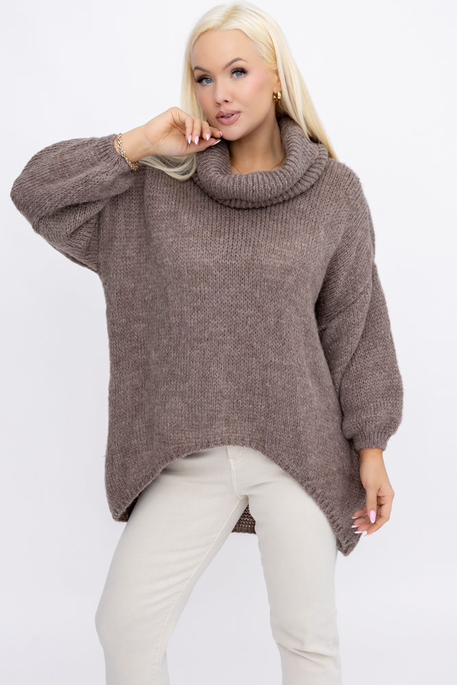 Ciemnobeżowy Sweter z golfem