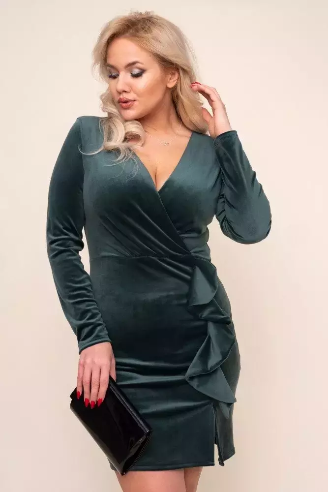 Zielona Sukienka FERRA Welurowa