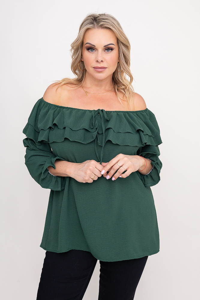 Butelkowozielona Bluzka hiszpanka