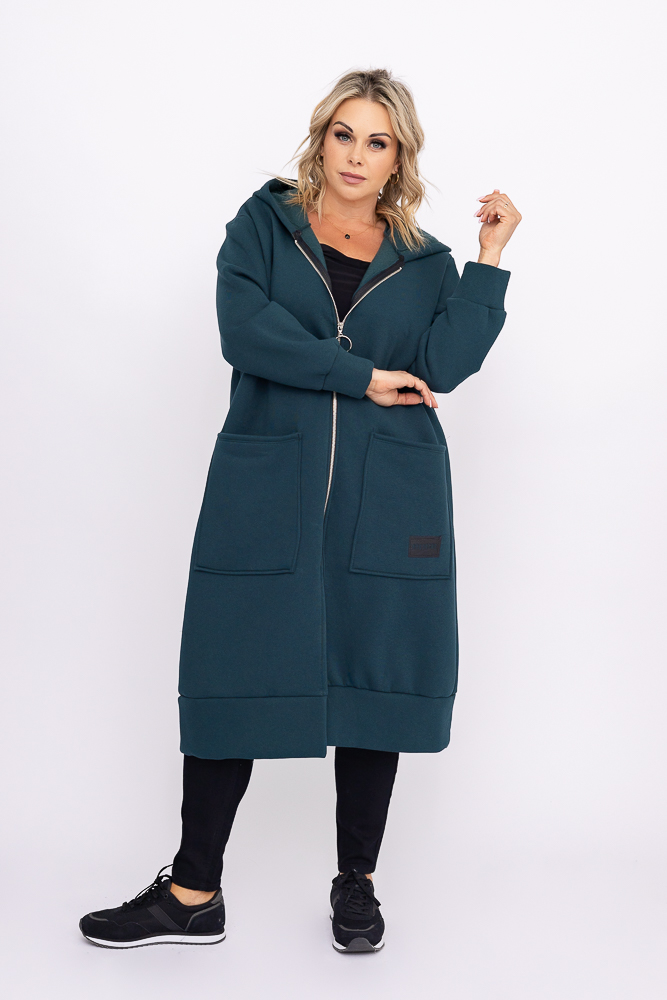 Butelkowozielona Bluza ocieplana