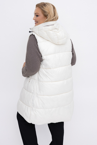  Śmietanowa Kamizelka puchowa z kapturem