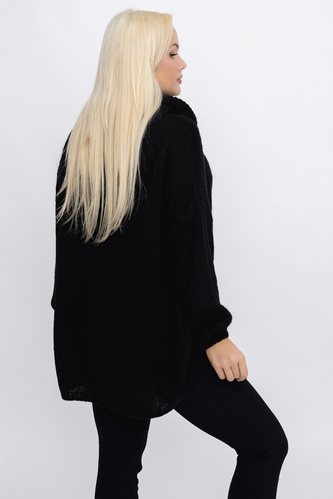 Czarny Sweter z golfem