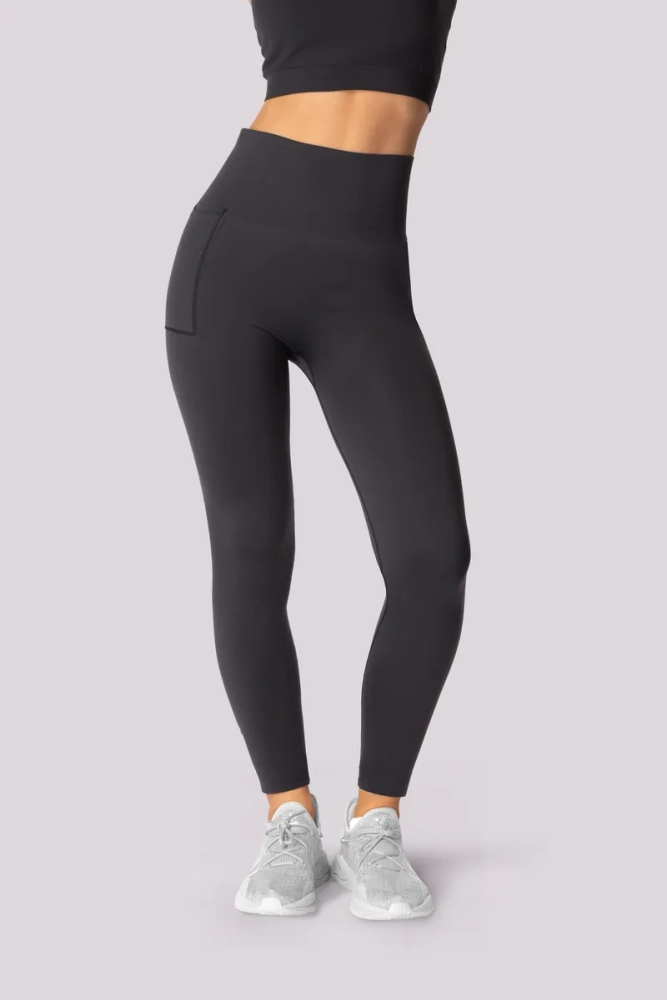 Graue Leggings mit Tasche